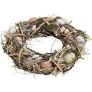 Dekoracija Natūralių vytelių velykinis vainikas padabintas kiaušiniais, 31cm