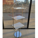 Sidabrinės spalvos ovalus stovas su lentynomis roosii